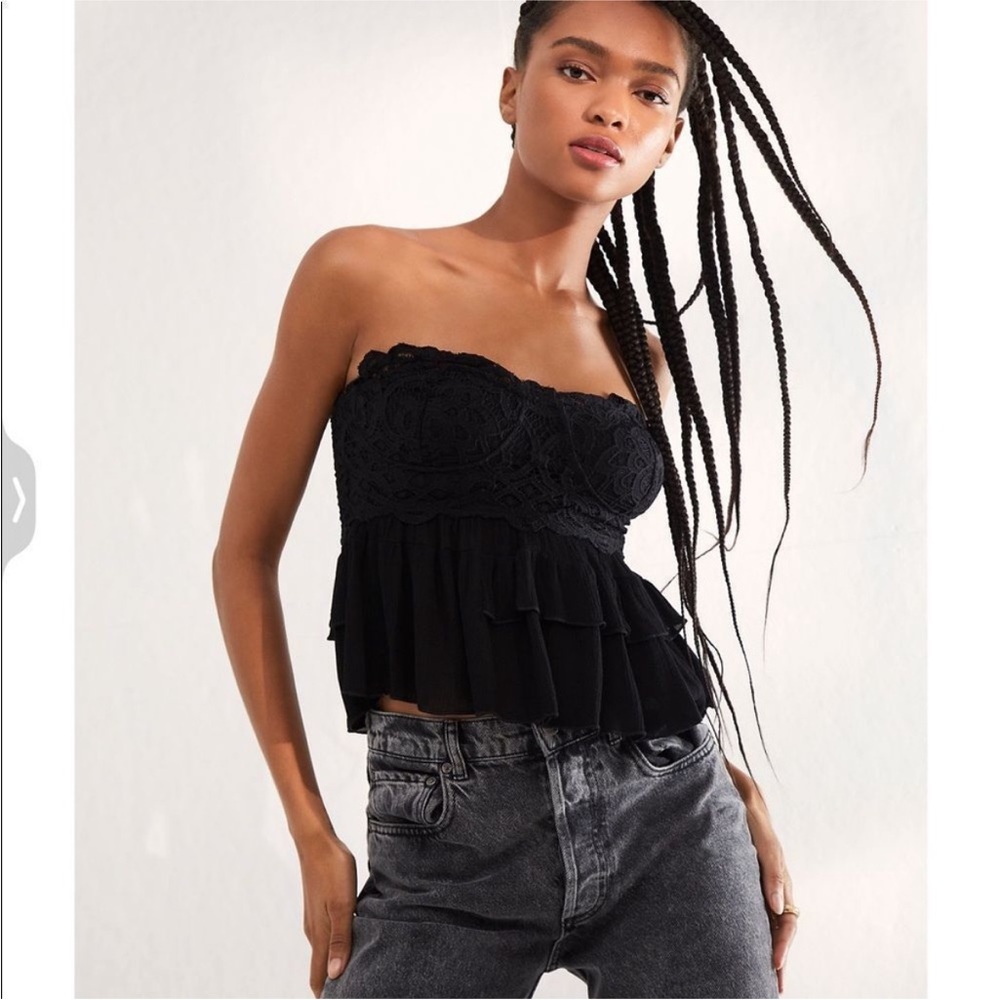 NWT Free People black Adella Corset Cami bloggers favorite